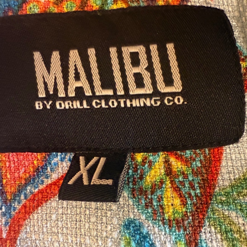 Malibu by Drill Clothing Co Mens XL Floral Camp Shirt and Shorts 2 Piece Blue - Picture 4 of 14